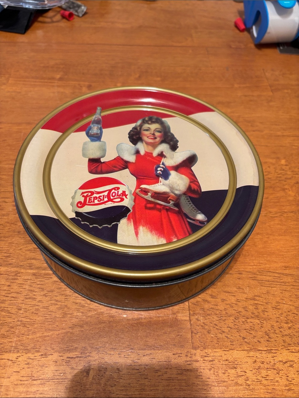 1995 Pepsi-Cola Holiday Collectible Tin - Red, Navy & Gold